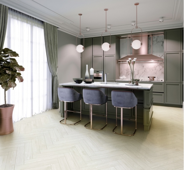 Виниловый ламинат SPC "Cronafloor" Herringbone Дуб Нант (640*128*4,5 мм) — купить в Улан-Удэ