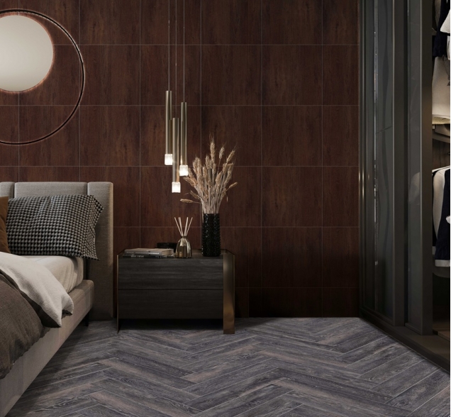 Виниловый ламинат SPC "Cronafloor" Herringbone Дуб Бордо (640*128*4,5 мм) — купить в Улан-Удэ